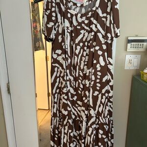 Anthropologie Brown and White Maxi Dress